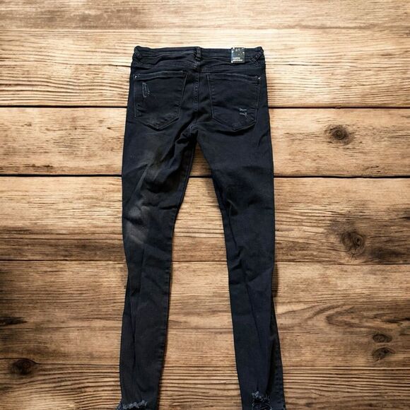Zara Trafaluc Denimwear Black Distressed Stretch Skinny Jeans Size 4 - Picture 2 of 8